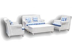 Zanzibar rattan living set White