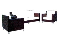 Point rattan living set Dark Brown