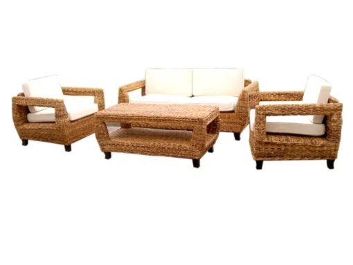 Varibi rattan living set with wooden legs