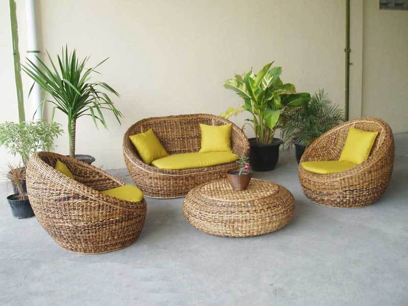Egg rattan living set