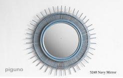 Navy Rattan Mirror