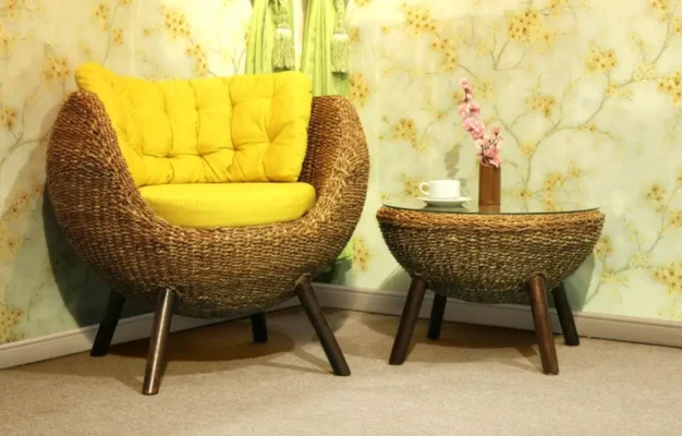 Marble rattan living set