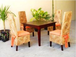 Orange rattan dining set