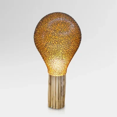 Pola Bohlamp Floor Lamp with Teak Base
