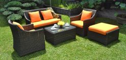 Dominica synthetic rattan living set