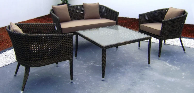 Naomi synthetic rattan living set with Cushion