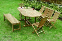 CLS 07-Classic side oval table with backless bench set