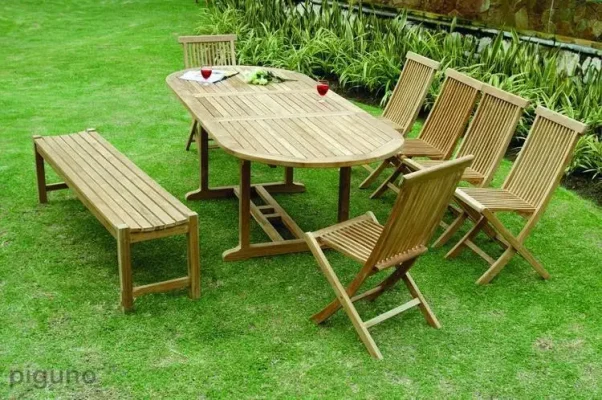 CLS 07-Classic side oval table with backless bench set