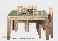Sulur Wooden Dining Set with Glass