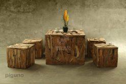 Square Reclaimed Teak Living Set